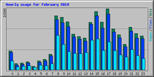 Hourly usage for February 2019