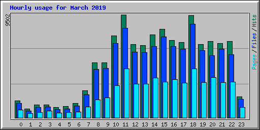 Hourly usage for March 2019